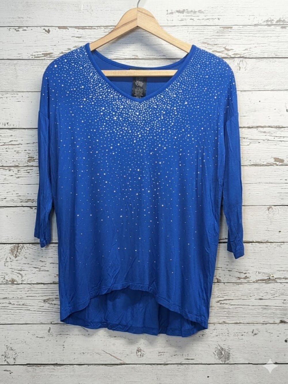 Design History Blue Blouse With Sparkly Stud Design Women's Size Small, New